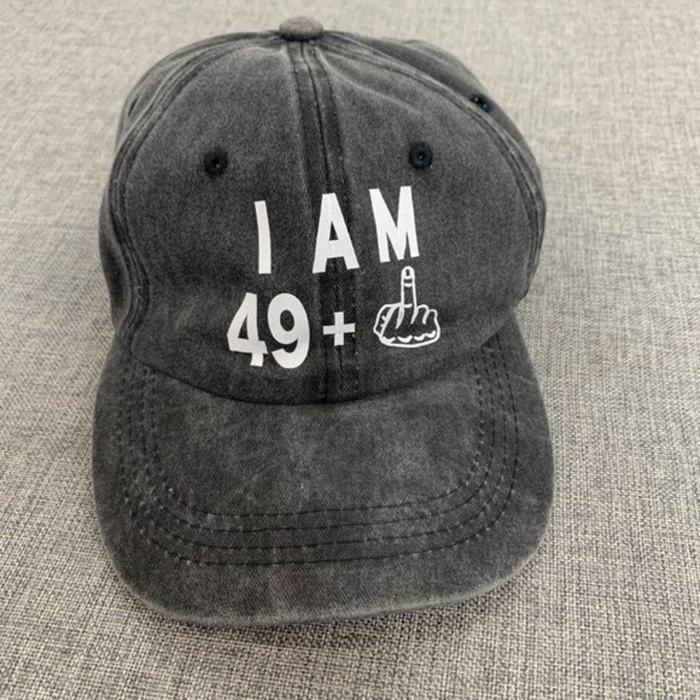 Brand New- I am 49+ Middle Finger Baseball Cap Gray Adjustable
